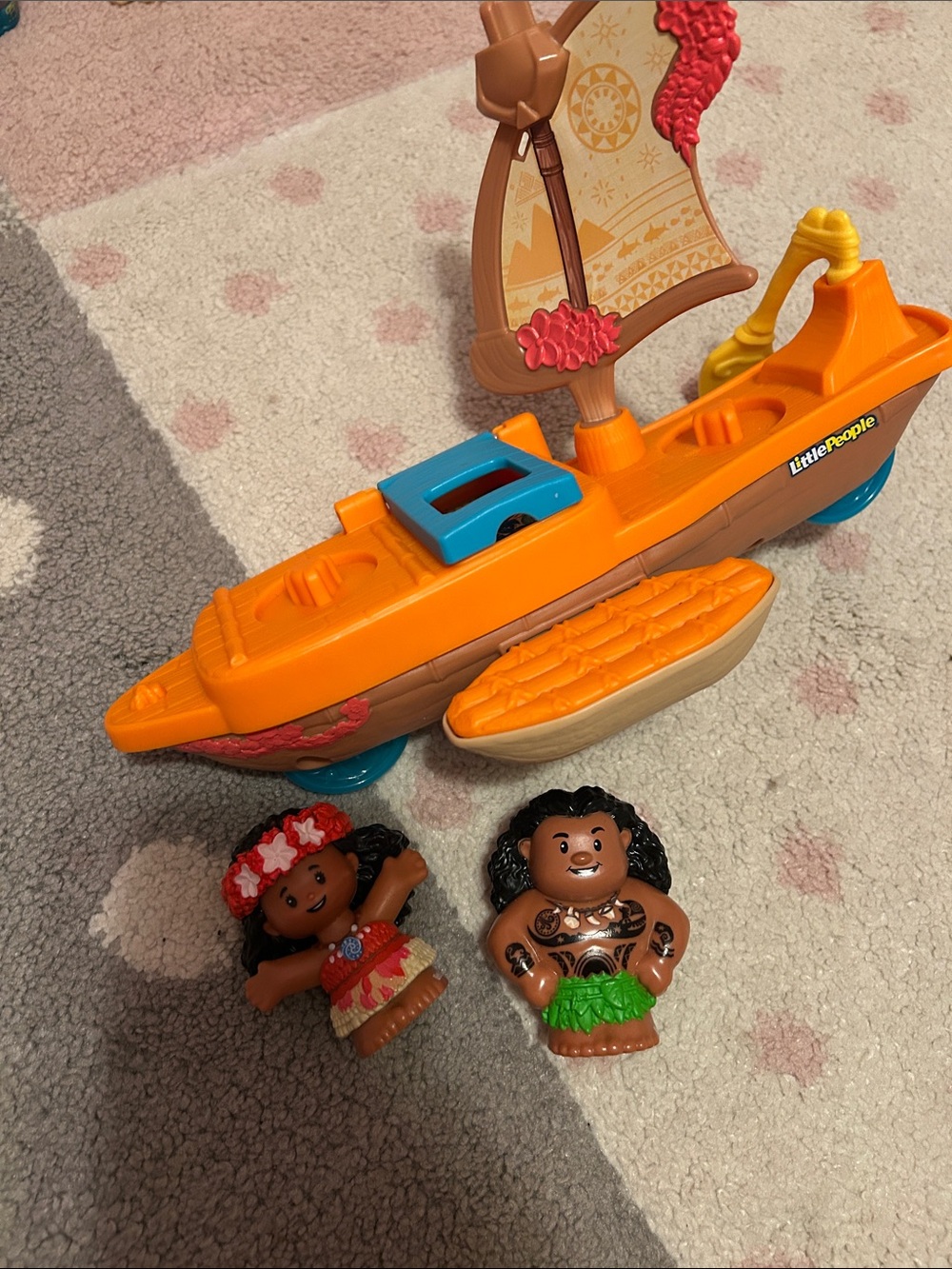 Little People Orange and Blue Sailboat Playset with Two Island Figures